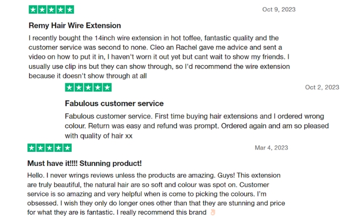 Vin Hair reviews on customer service received many positive feedback